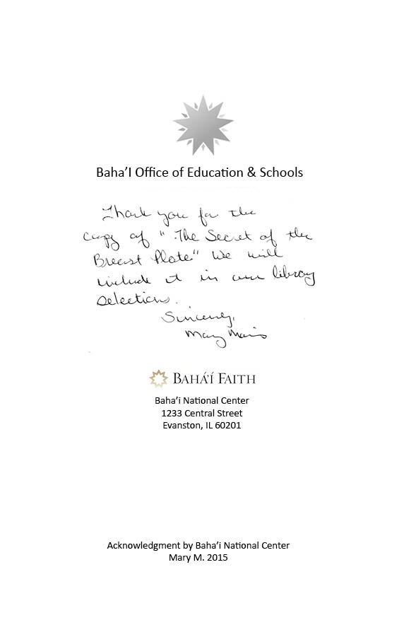 Letter from the Baha'I National Center