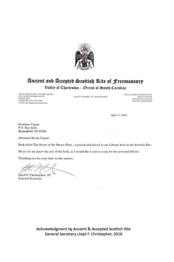 Letter from General Secretary Lloyd F. Christopher of the Ancient and Accepted Scottish Rite.