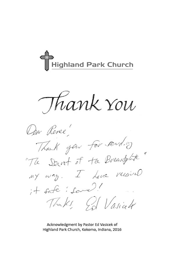 Letter from Pastor Ed Vasicek of the Highland Park Church